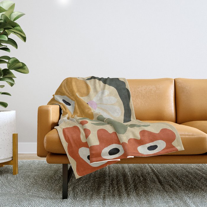 Retro abstract floral  Throw Blanket Gallery Image 1