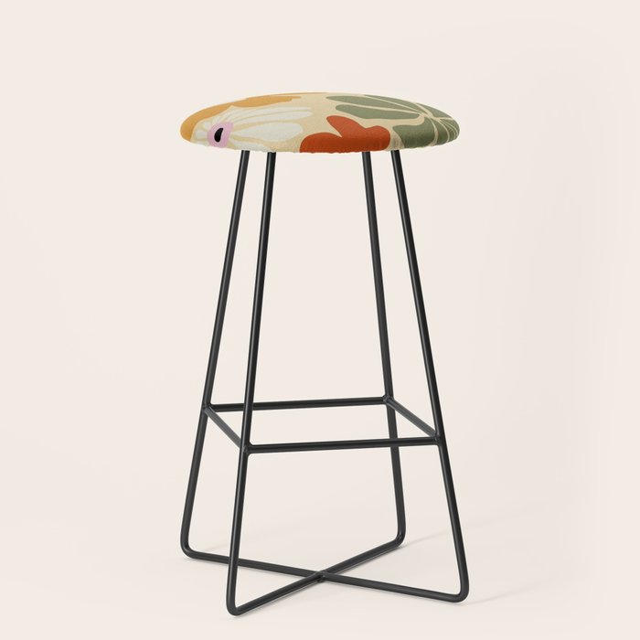 Retro abstract floral  Stool Gallery Image 1