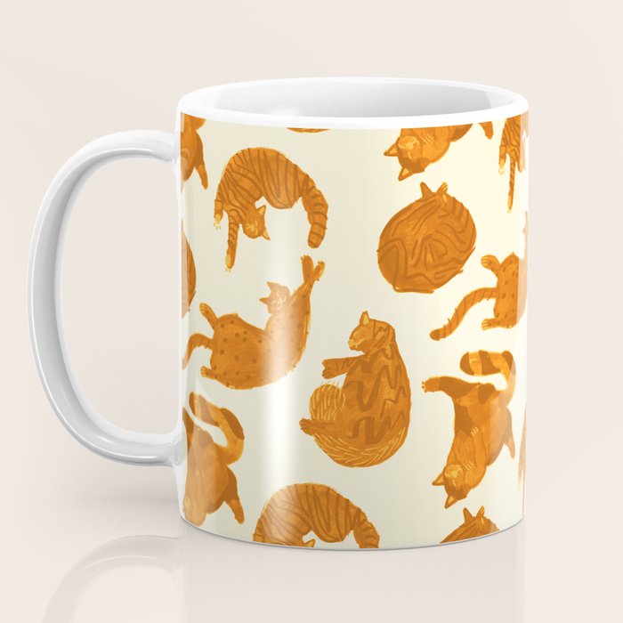 Sleepy Cozy Kitty Cats in Buttercup & Orange Coffee Mug Gallery Image 3