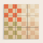 Retro Pastel Check Pattern Wood Wall Art Gallery Image 1