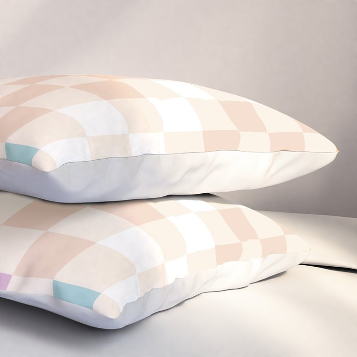 Retro Pastel Check Pattern Pillow Sham Gallery Image 3