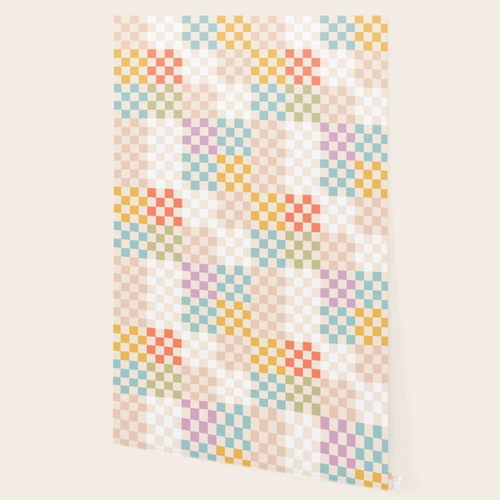 Retro Pastel Check Pattern Wallpaper Gallery Image 2