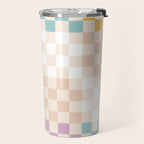 Retro Pastel Check Pattern Travel Mug Gallery Image 2