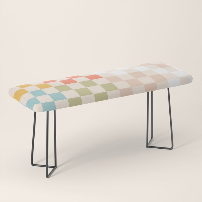 Retro Pastel Check Pattern Bench Gallery Image 1