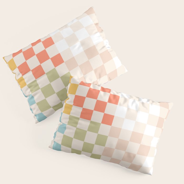 Retro Pastel Check Pattern Pillow Sham Gallery Image 3