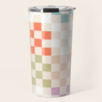 Retro Pastel Check Pattern Travel Mug Gallery Image 1