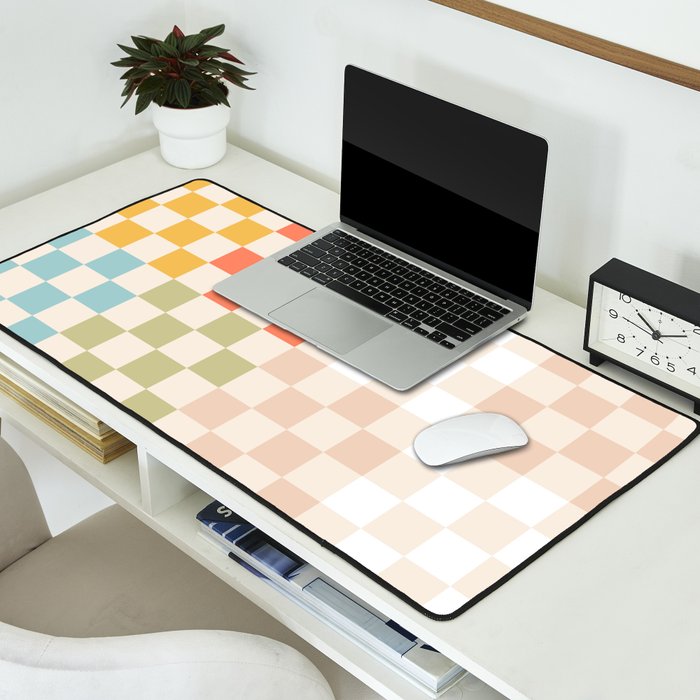 Retro Pastel Check Pattern Desk Mat Gallery Image 2