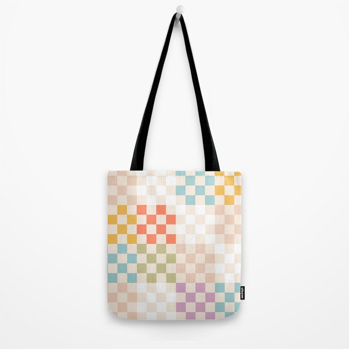 Retro Pastel Check Pattern Tote Bag Gallery Image 2
