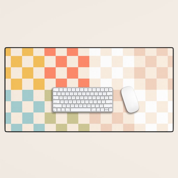 Retro Pastel Check Pattern Desk Mat Gallery Image 1