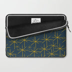 Stella - Atomic Age Mid Century Modern Pattern in Light Mustard Yellow and Navy Blue Laptop Sleeve Gallery Image 2