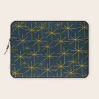 Stella - Atomic Age Mid Century Modern Pattern in Light Mustard Yellow and Navy Blue Laptop Sleeve Gallery Image 1
