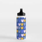 Rows of Tulips in Bloom in Blue & Mustard Yellow Water Bottle Gallery Image 3