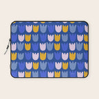 Rows of Tulips in Bloom in Blue & Mustard Yellow Laptop Sleeve Gallery Image 1