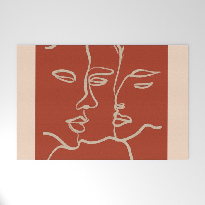 Minimal Abstract Art Three Faces 2 Welcome Mat Gallery Image 1