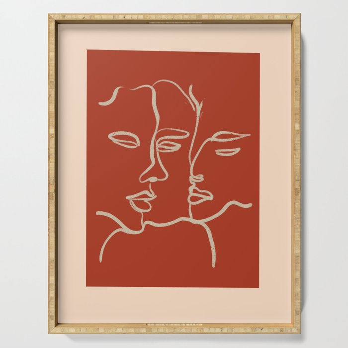 Minimal Abstract Art Three Faces 2 Serving Tray Gallery Image 1