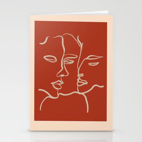 Minimal Abstract Art Three Faces 2 Stationery Card Gallery Image 1