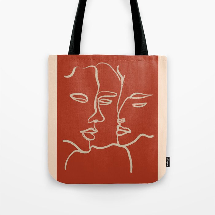 Minimal Abstract Art Three Faces 2 Tote Bag Gallery Image 1
