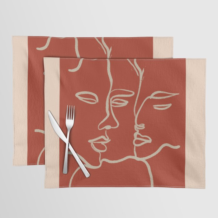 Minimal Abstract Art Three Faces 2 Placemat Gallery Image 1