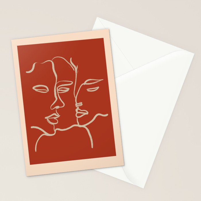 Minimal Abstract Art Three Faces 2 Stationery Card Gallery Image 2