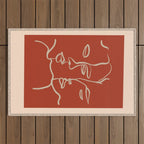 Minimal Abstract Art Three Faces 2 Outdoor Rug Gallery Image 1
