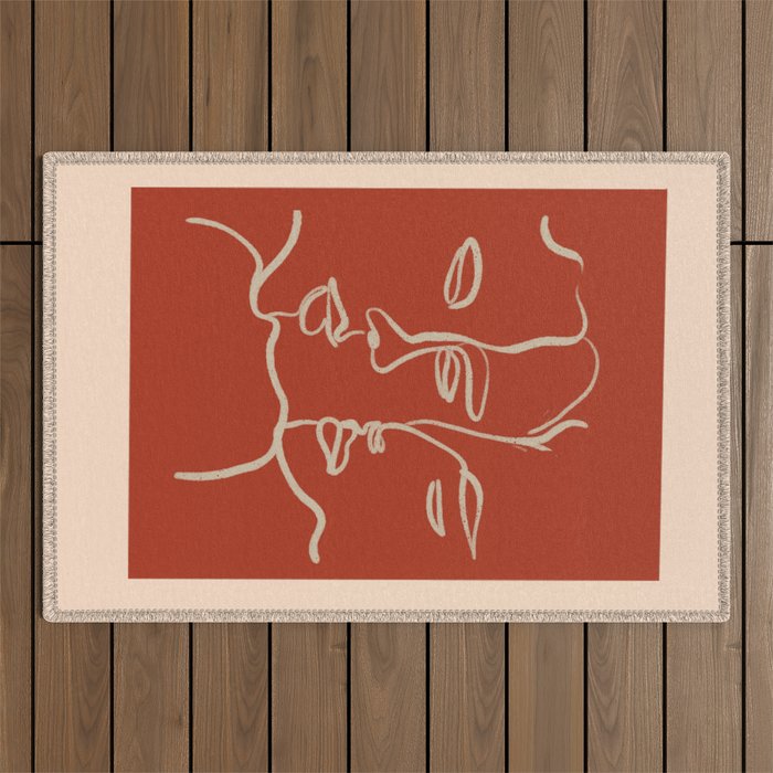 Minimal Abstract Art Three Faces 2 Outdoor Rug Gallery Image 1
