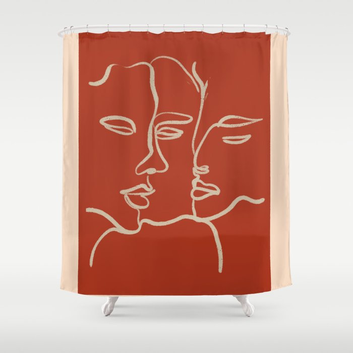 Minimal Abstract Art Three Faces 2 Shower Curtain Gallery Image 1