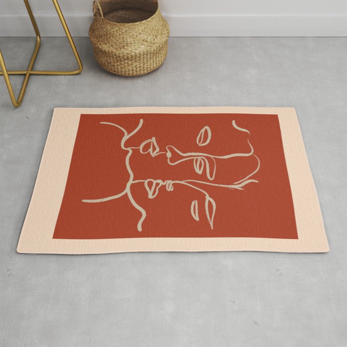 Minimal Abstract Art Three Faces 2 Rug Gallery Image 1