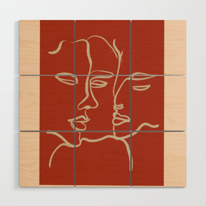 Minimal Abstract Art Three Faces 2 Wood Wall Art Gallery Image 1