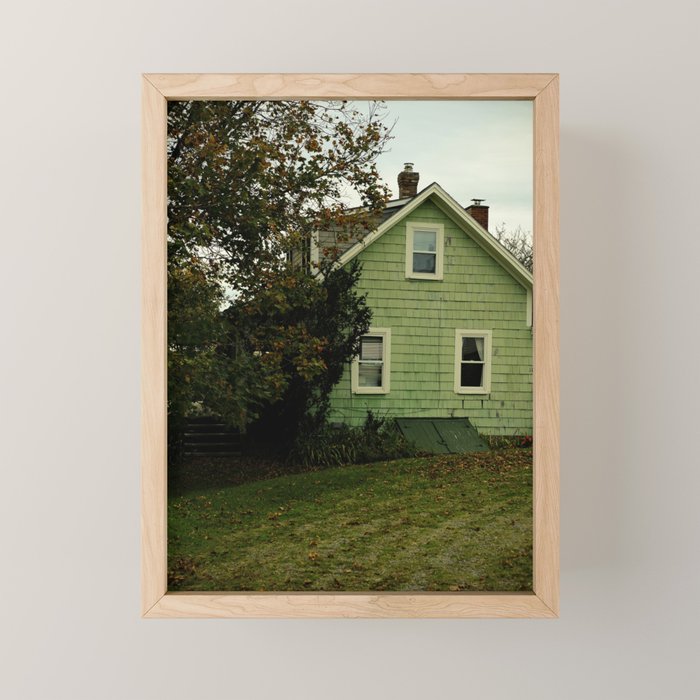 the green cottage - architecture house home photograph Mini Art Print Gallery Image 1