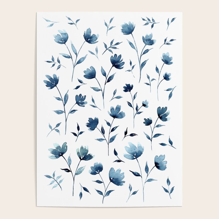Blue flowers | Watercolor Pattern Poster Gallery Image 4