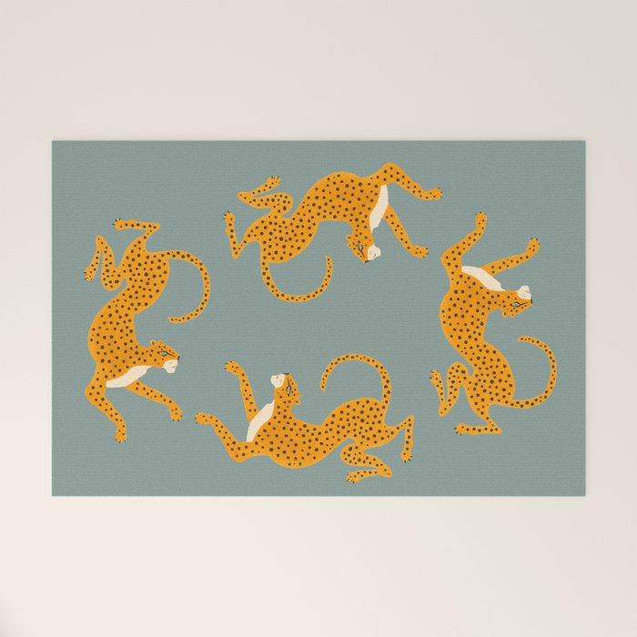 Leopard Race - blue Welcome Mat Gallery Image 1