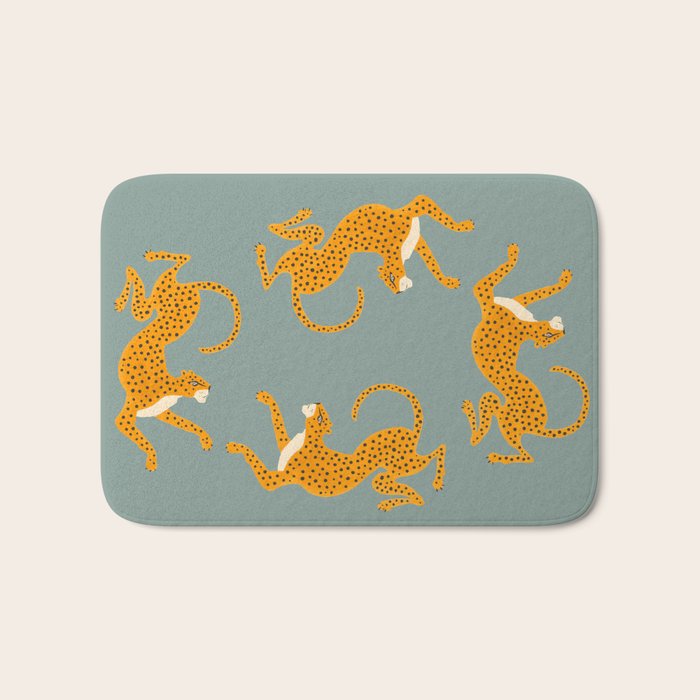 Leopard Race - blue Bath Mat Gallery Image 1