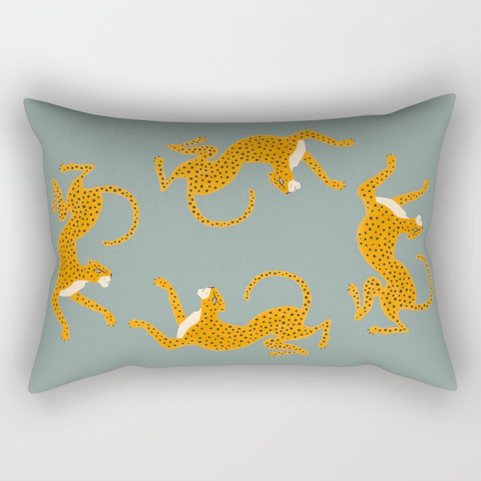 Leopard Race - blue Rectangular Pillow Gallery Image 1