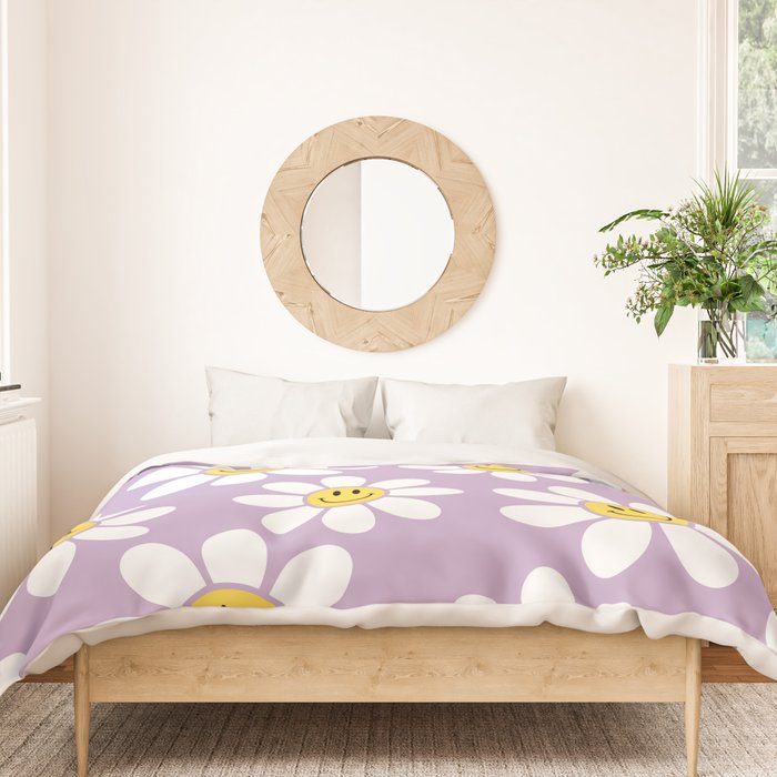 Smiley Face Daisies (Purple) Duvet Cover Gallery Image 3