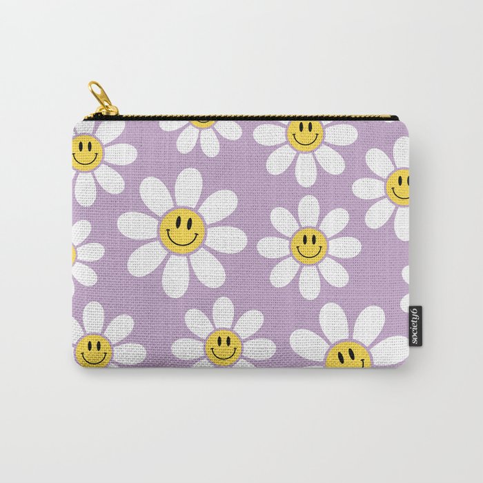 Smiley Face Daisies (Purple) Carry All Pouch Gallery Image 1