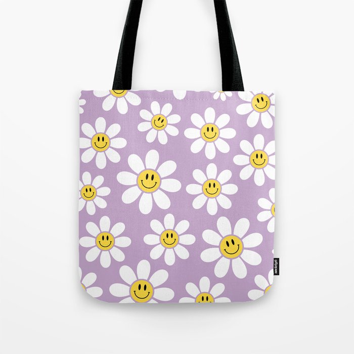 Smiley Face Daisies (Purple) Tote Bag Gallery Image 1