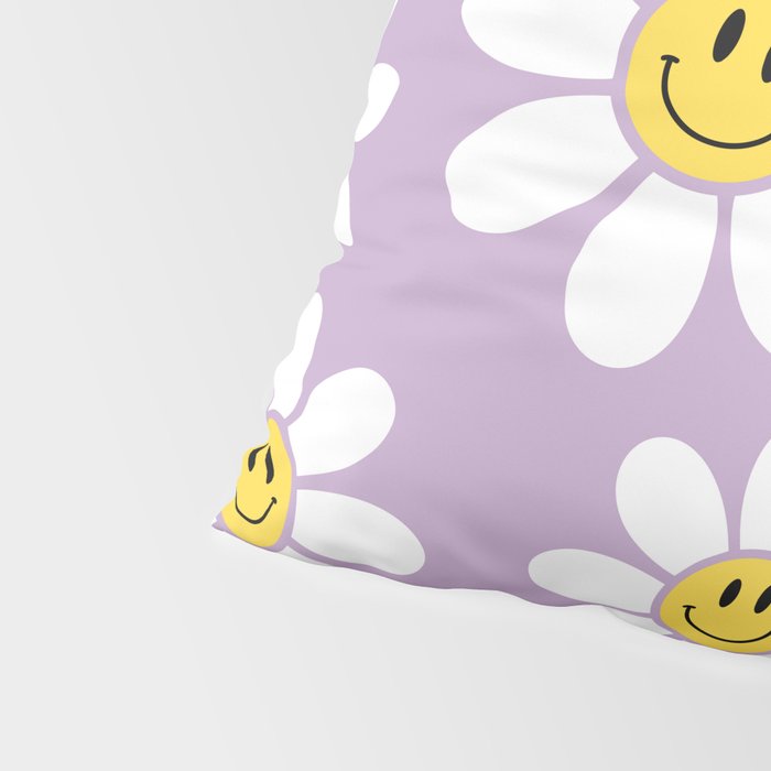 Smiley Face Daisies (Purple) Pillow Sham Gallery Image 4