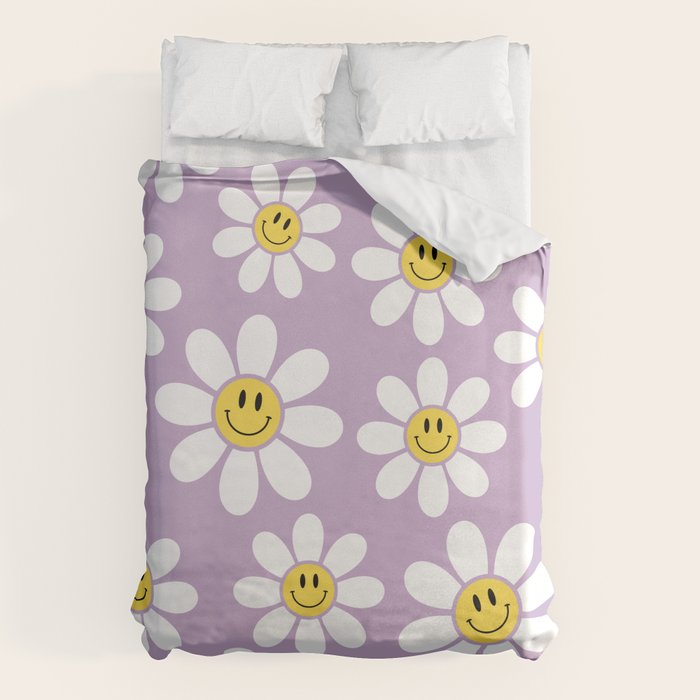 Smiley Face Daisies (Purple) Duvet Cover Gallery Image 6