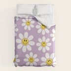 Smiley Face Daisies (Purple) Duvet Cover Gallery Image 6