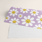 Smiley Face Daisies (Purple) Wrapping Paper Gallery Image 2