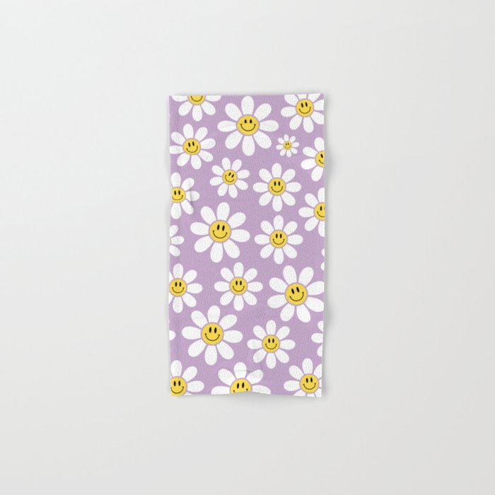 Smiley Face Daisies (Purple) Bath Towel Gallery Image 1