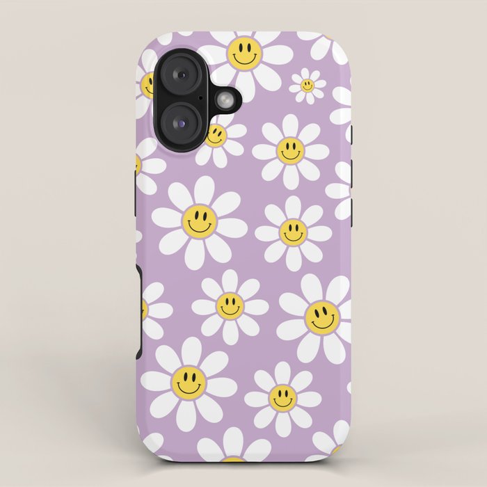 Smiley Face Daisies (Purple) Iphone Case Gallery Image 1