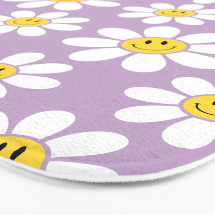 Smiley Face Daisies (Purple) Bath Mat Gallery Image 3
