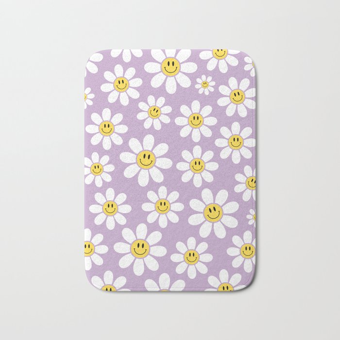 Smiley Face Daisies (Purple) Bath Mat Gallery Image 1