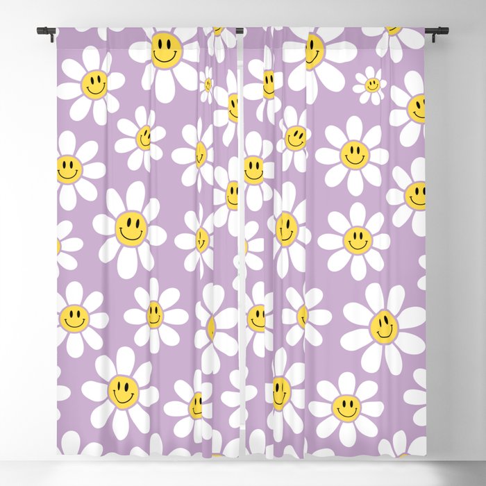 Smiley Face Daisies (Purple) Window Curtain Gallery Image 5