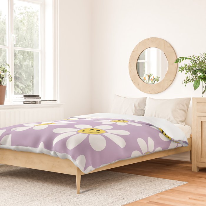 Smiley Face Daisies (Purple) Duvet Cover Gallery Image 2