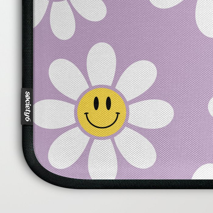 Smiley Face Daisies (Purple) Laptop Sleeve Gallery Image 3
