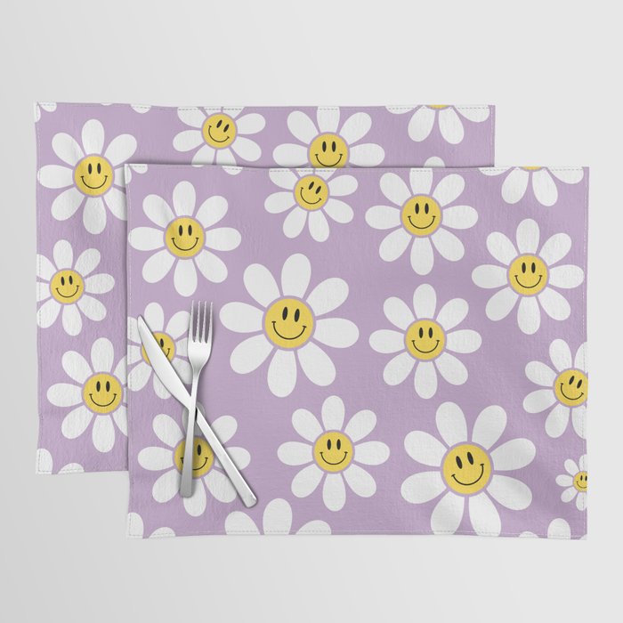 Smiley Face Daisies (Purple) Placemat Gallery Image 1