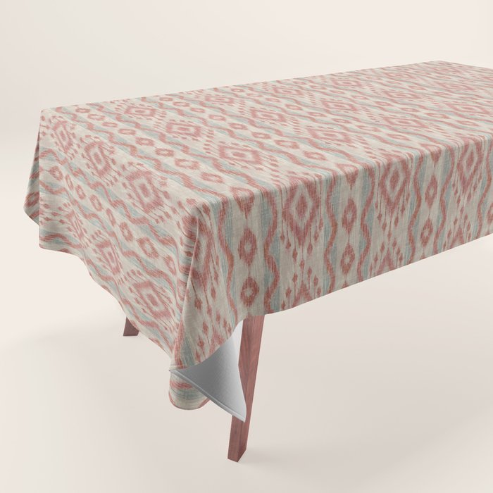 Coastal Ikat Stripe - dusky blue and pink Tablecloth Gallery Image 1
