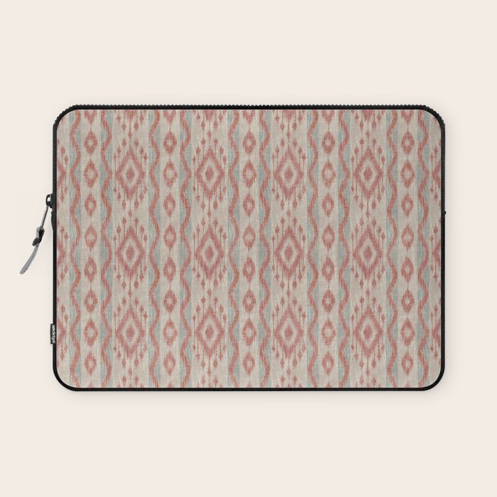 Coastal Ikat Stripe - dusky blue and pink Laptop Sleeve Gallery Image 1